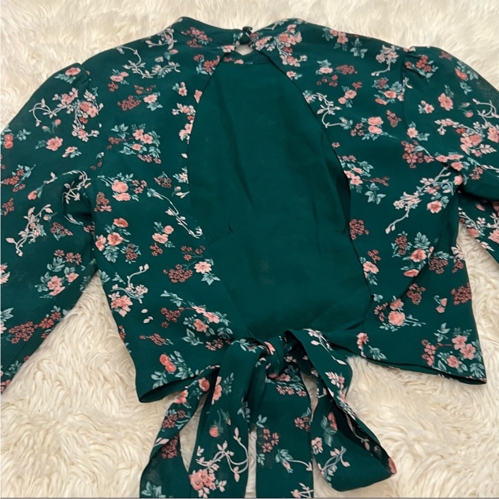 Reformation Green Backless Tie Front Blouse - Picture 5 of 6